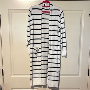 Nine West Black and White Striped Cardigan